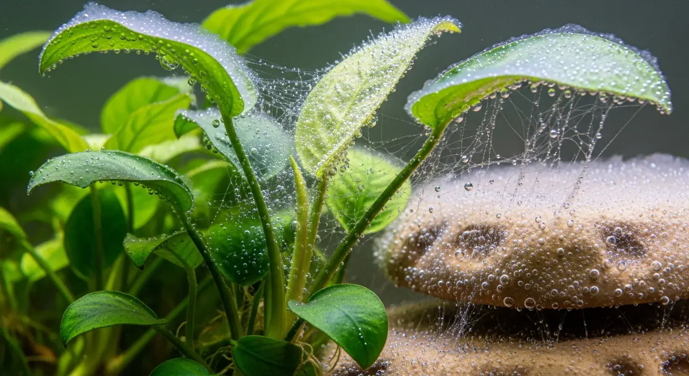 Übermäßiger Biofilm auf Pflanzen und Dekoration