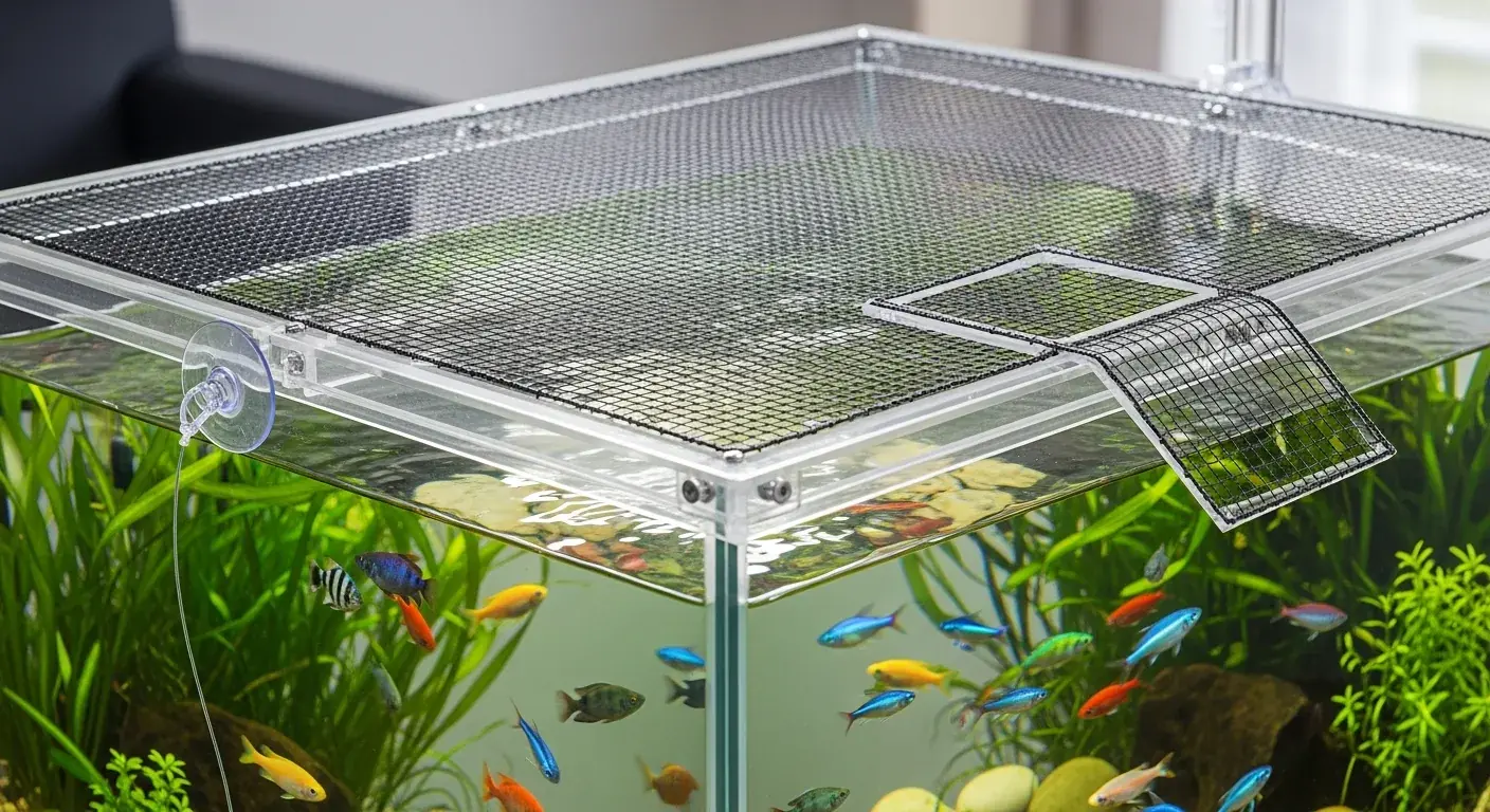 Selbstgebaute Netzabdeckung für Fische