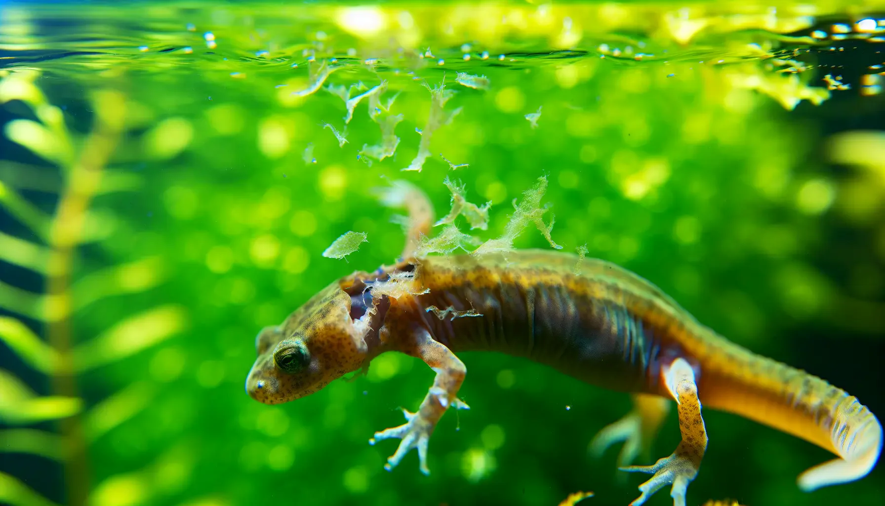 Pflege von Molchen während der Häutung