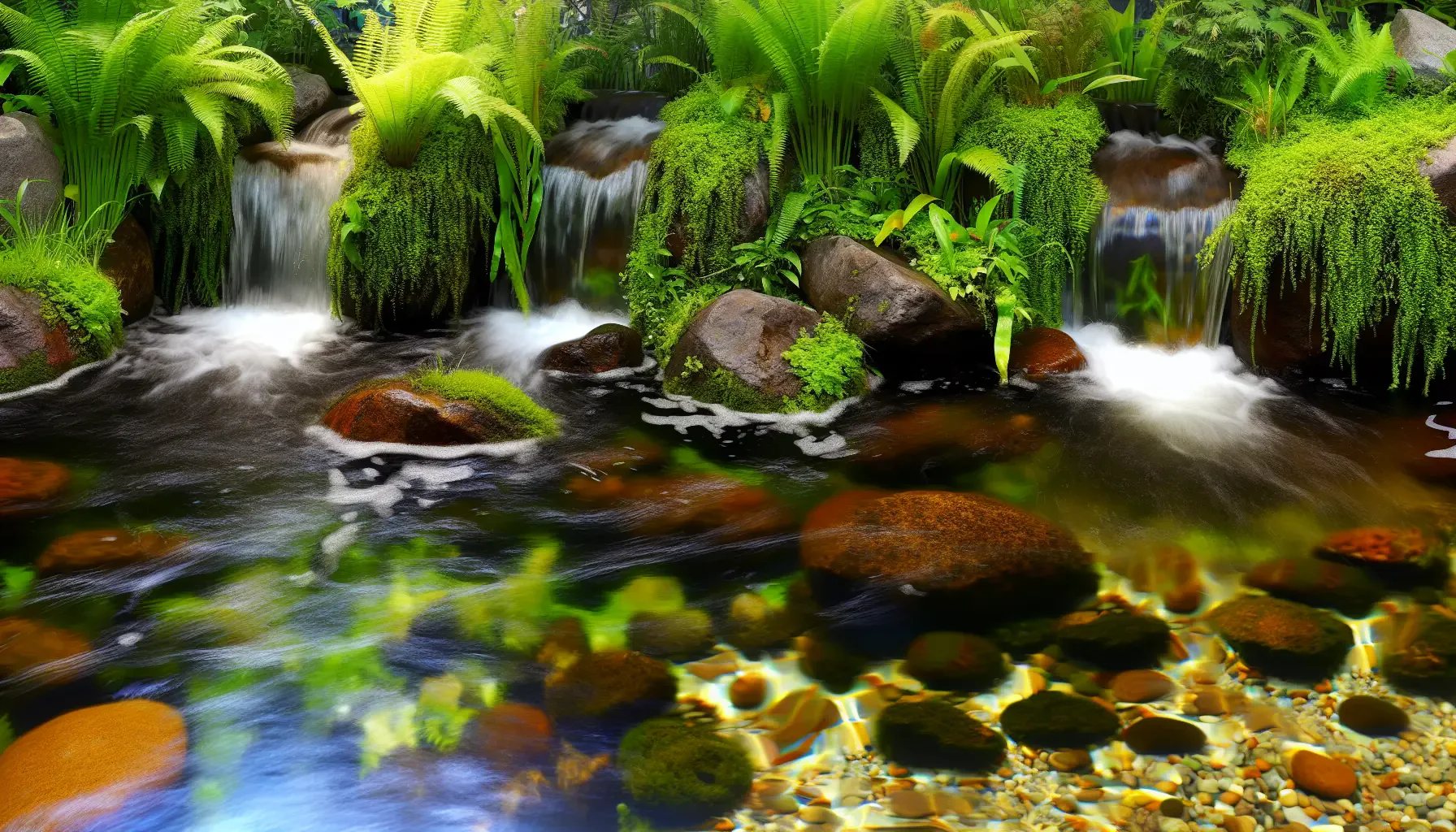 Wasserfälle und Flüsse im Aquascape